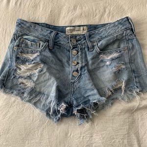 abercrombie and fitch low rise denim shorts